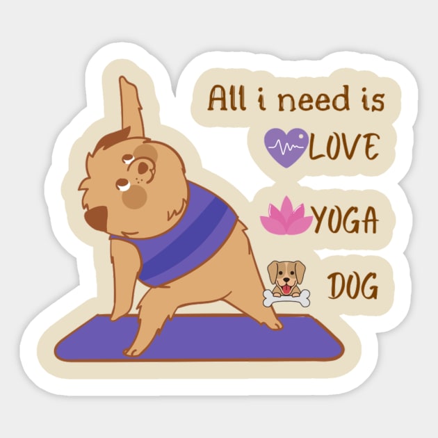 All i need is love and yoga and a dog Sticker by DeviAprillia_store